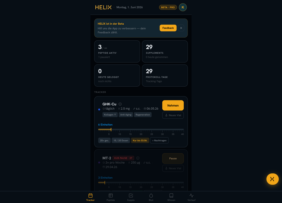 HELIX Tracker — Peptide & Supplements